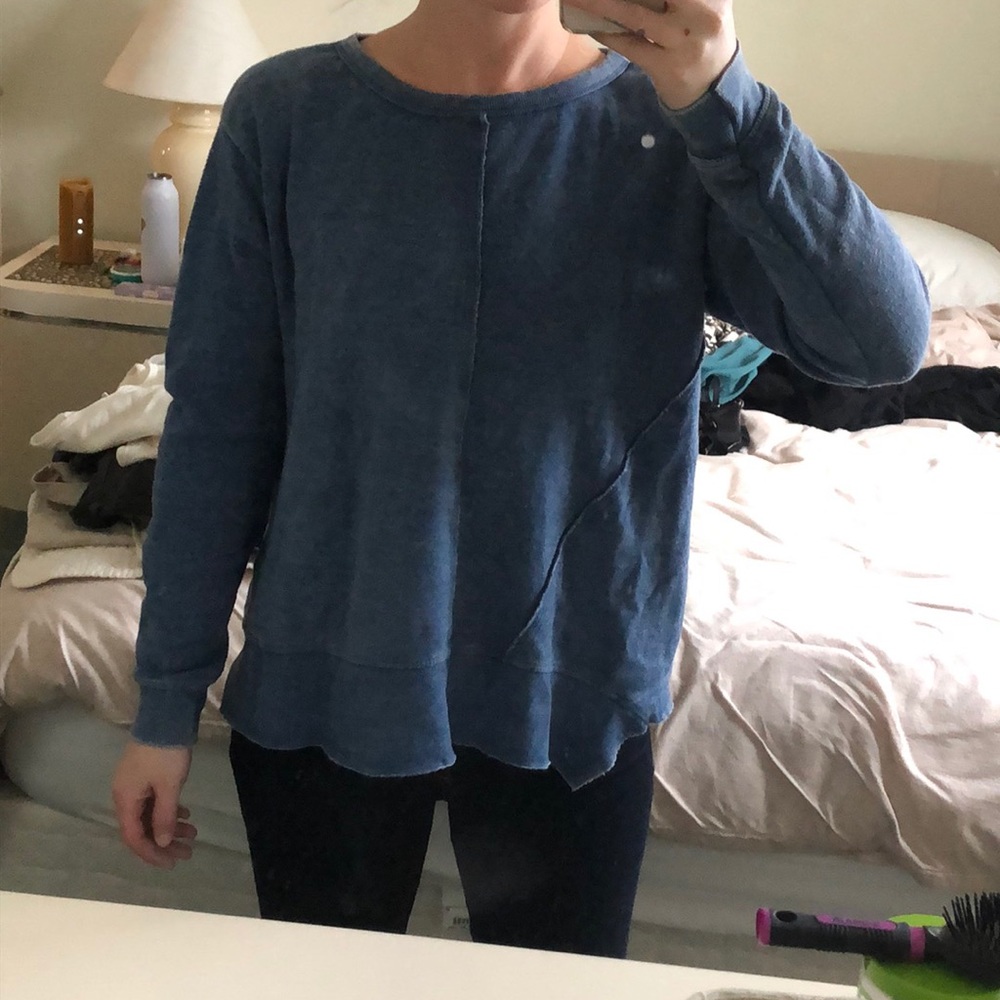 Blue cozy fleece lined crewneck